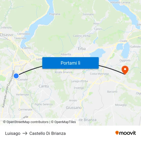 Luisago to Castello Di Brianza map