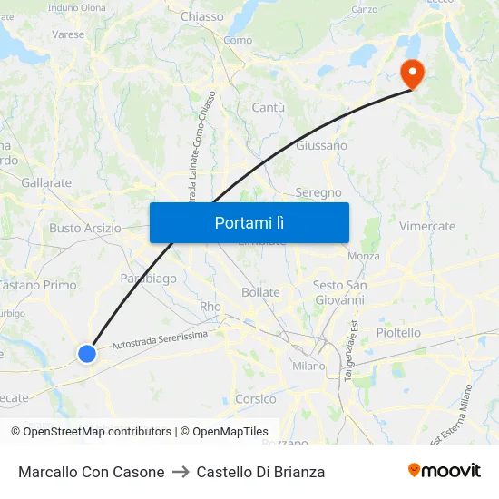Marcallo Con Casone to Castello Di Brianza map