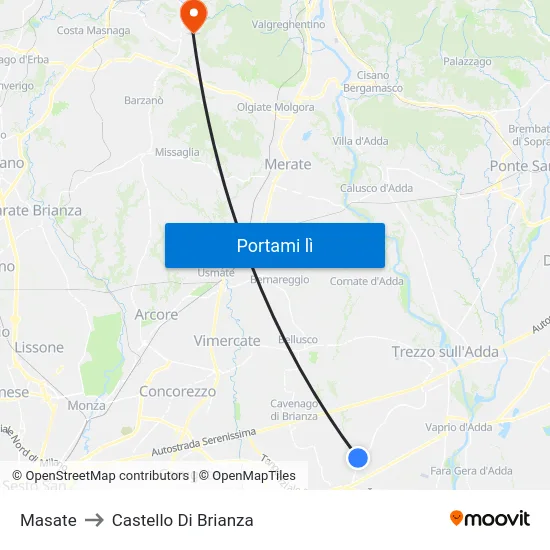 Masate to Castello Di Brianza map
