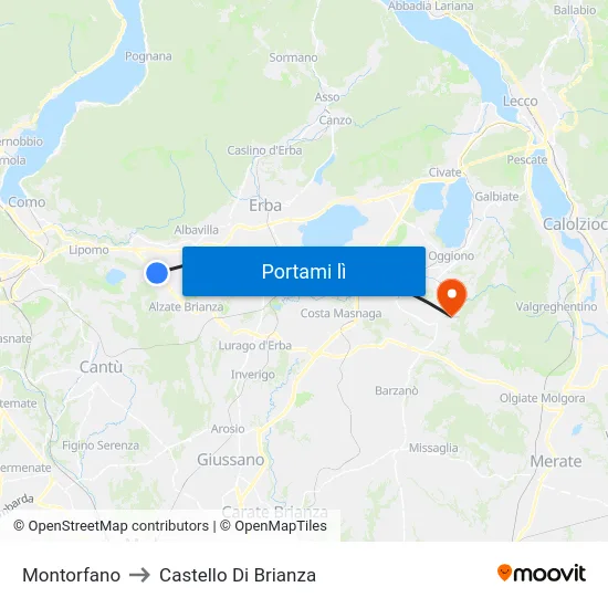 Montorfano to Castello Di Brianza map