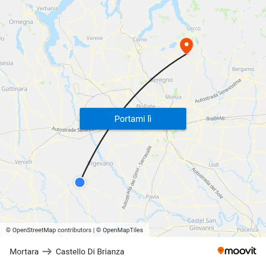 Mortara to Castello Di Brianza map