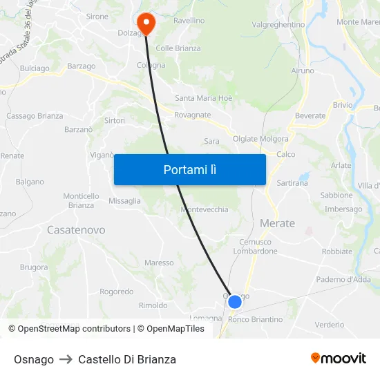 Osnago to Castello Di Brianza map