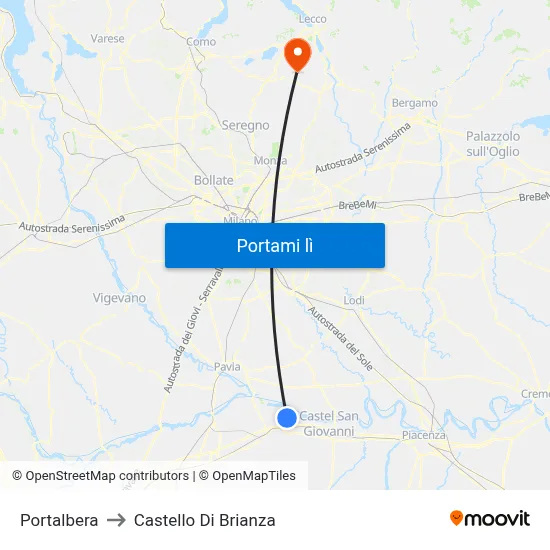 Portalbera to Castello Di Brianza map