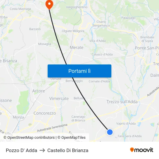 Pozzo D' Adda to Castello Di Brianza map