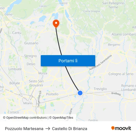 Pozzuolo Martesana to Castello Di Brianza map