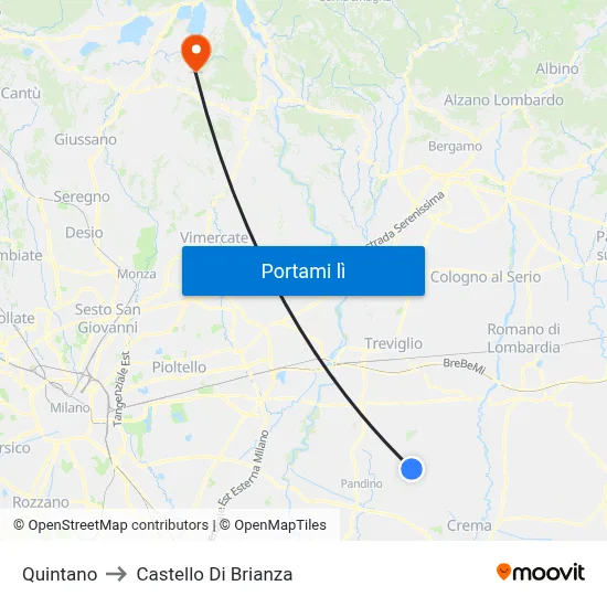 Quintano to Castello Di Brianza map