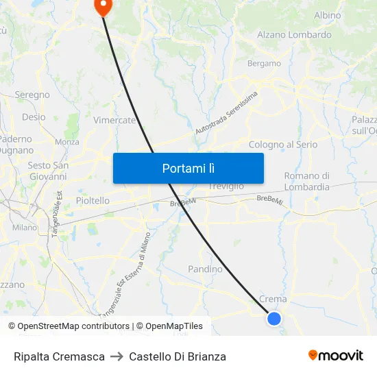 Ripalta Cremasca to Castello Di Brianza map
