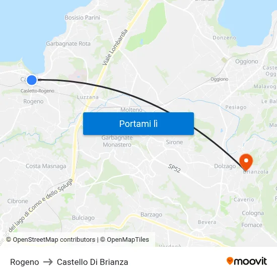 Rogeno to Castello Di Brianza map
