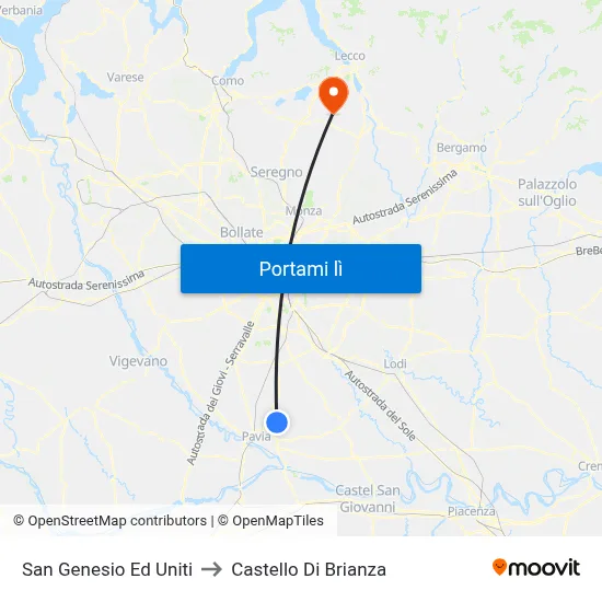 San Genesio Ed Uniti to Castello Di Brianza map