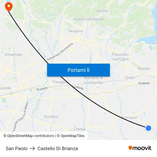 San Paolo to Castello Di Brianza map