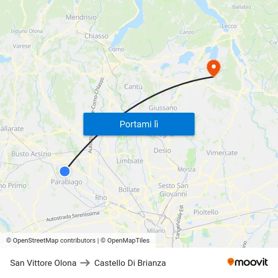 San Vittore Olona to Castello Di Brianza map