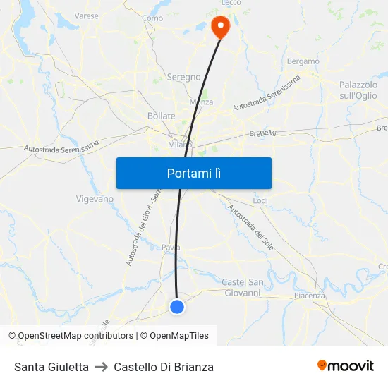 Santa Giuletta to Castello Di Brianza map