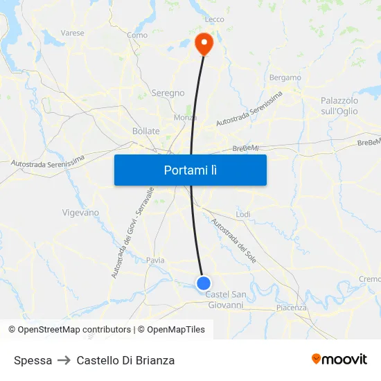 Spessa to Castello Di Brianza map
