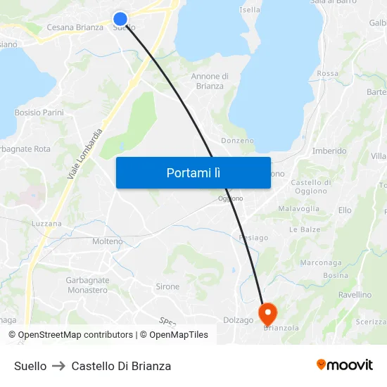 Suello to Castello Di Brianza map