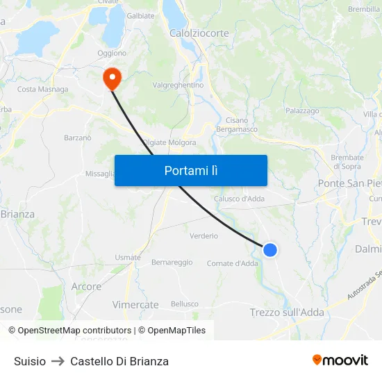 Suisio to Castello Di Brianza map