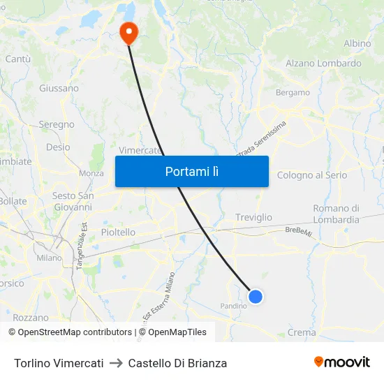 Torlino Vimercati to Castello Di Brianza map