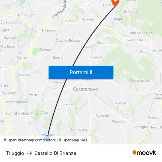 Triuggio to Castello Di Brianza map