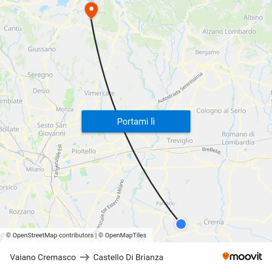 Vaiano Cremasco to Castello Di Brianza map