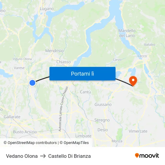 Vedano Olona to Castello Di Brianza map