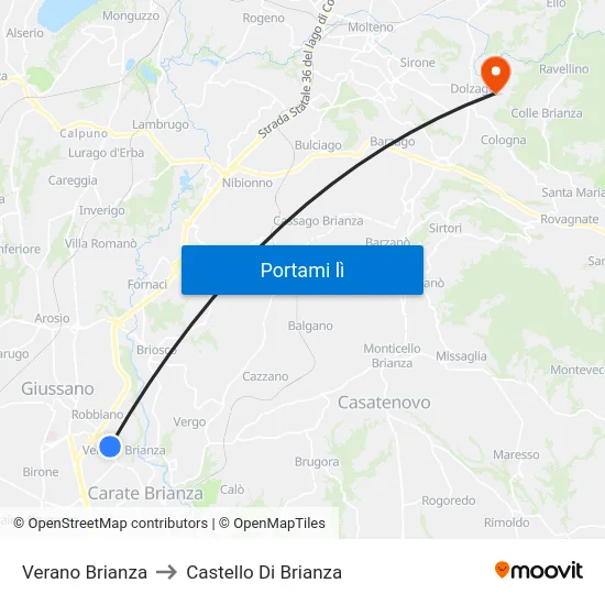 Verano Brianza to Castello Di Brianza map