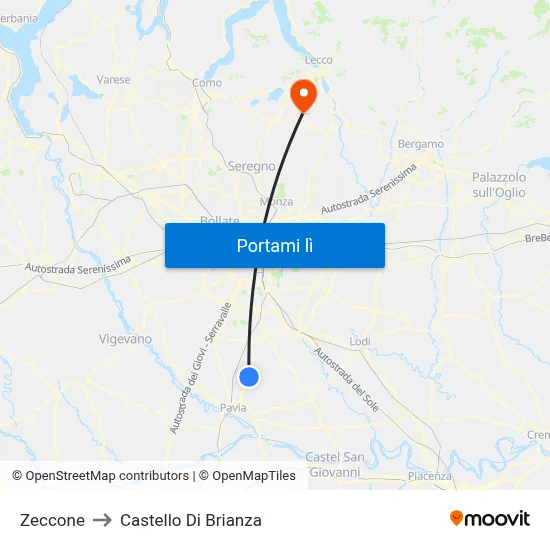 Zeccone to Castello Di Brianza map
