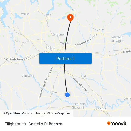 Filighera to Castello Di Brianza map