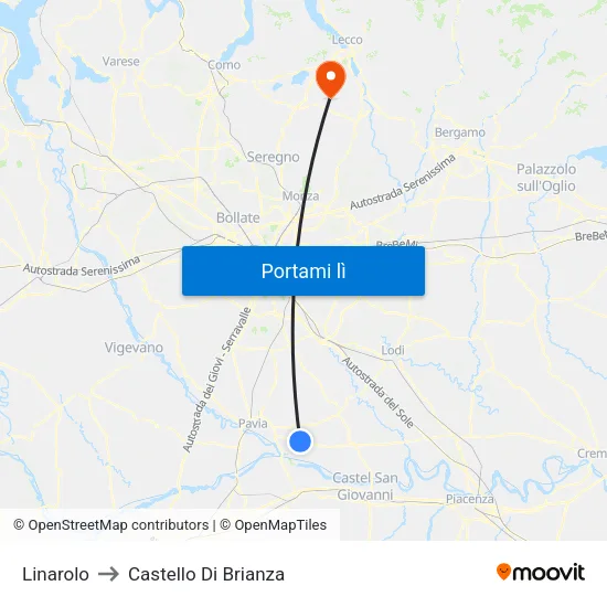 Linarolo to Castello Di Brianza map