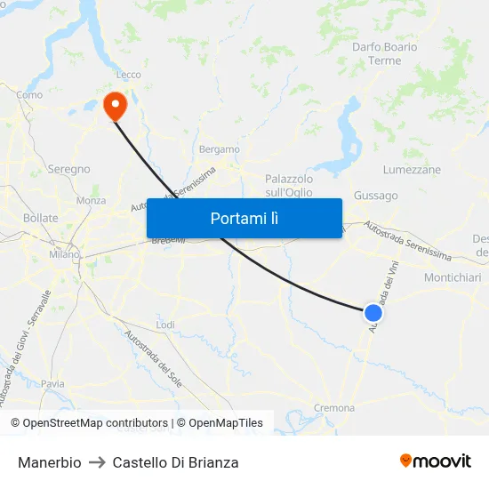 Manerbio to Castello Di Brianza map