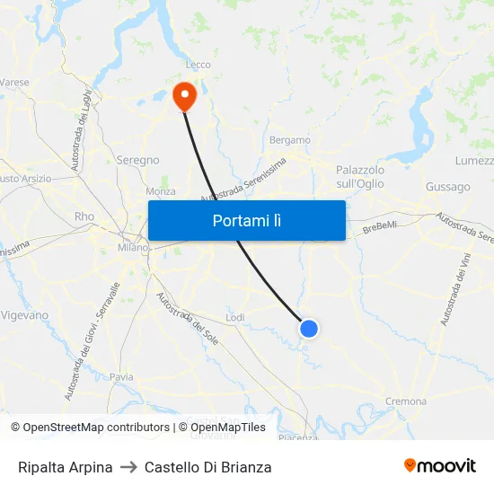 Ripalta Arpina to Castello Di Brianza map