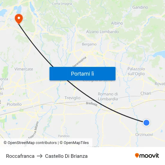 Roccafranca to Castello Di Brianza map