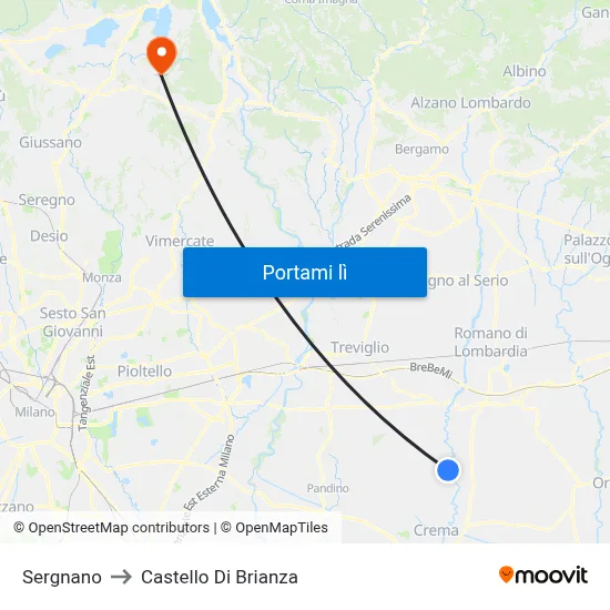Sergnano to Castello Di Brianza map