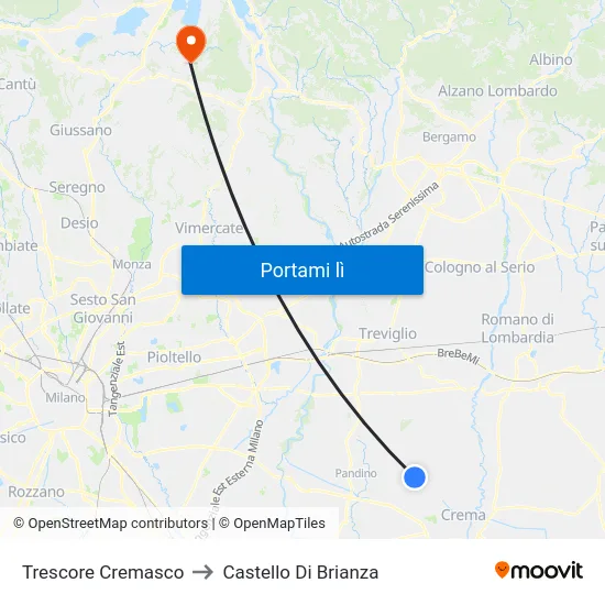 Trescore Cremasco to Castello Di Brianza map