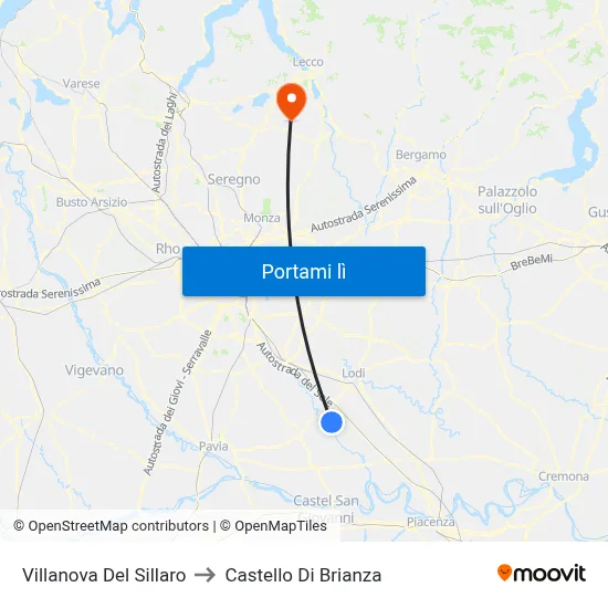 Villanova Del Sillaro to Castello Di Brianza map
