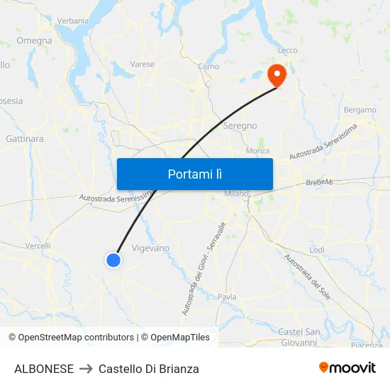 ALBONESE to Castello Di Brianza map