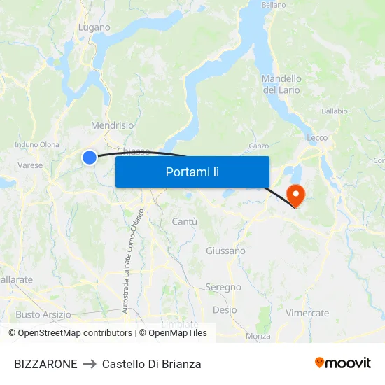 BIZZARONE to Castello Di Brianza map