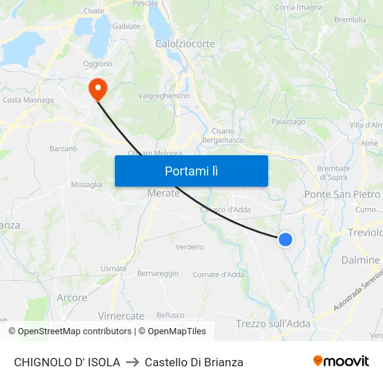 CHIGNOLO D' ISOLA to Castello Di Brianza map