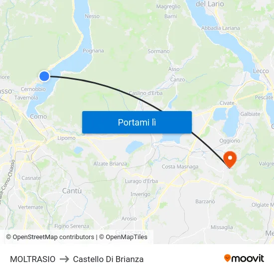 MOLTRASIO to Castello Di Brianza map