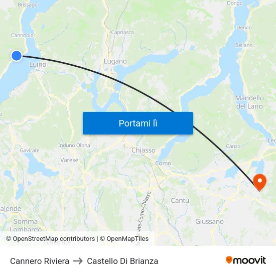 Cannero Riviera to Castello Di Brianza map