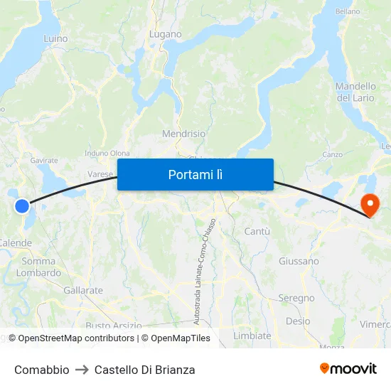 Comabbio to Castello Di Brianza map