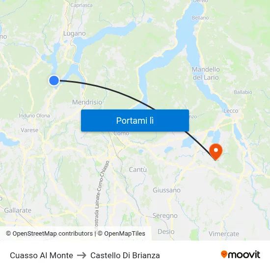 Cuasso Al Monte to Castello Di Brianza map