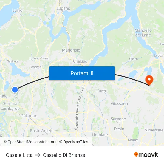 Casale Litta to Castello Di Brianza map