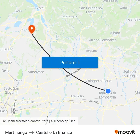 Martinengo to Castello Di Brianza map