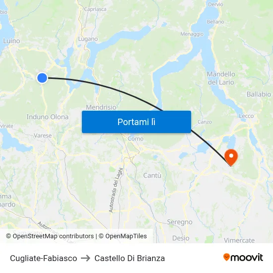 Cugliate-Fabiasco to Castello Di Brianza map