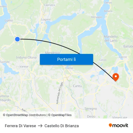 Ferrera Di Varese to Castello Di Brianza map