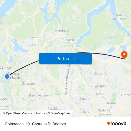 Golasecca to Castello Di Brianza map