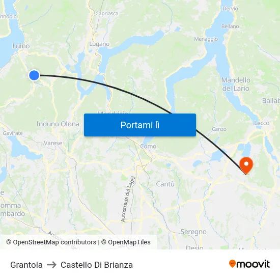 Grantola to Castello Di Brianza map