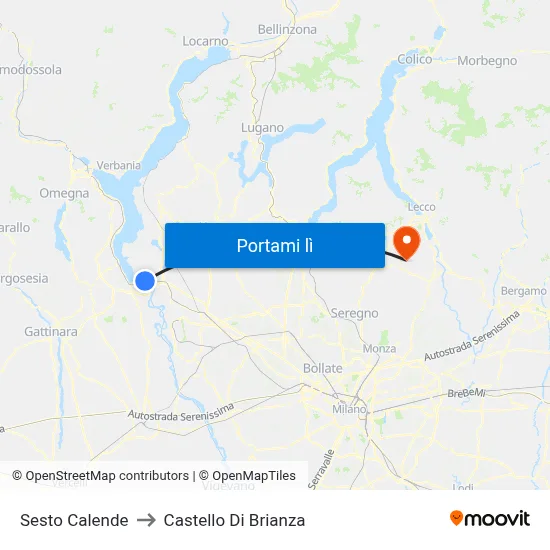 Sesto Calende to Castello Di Brianza map