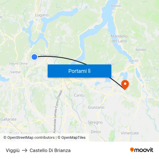 Viggiù to Castello Di Brianza map