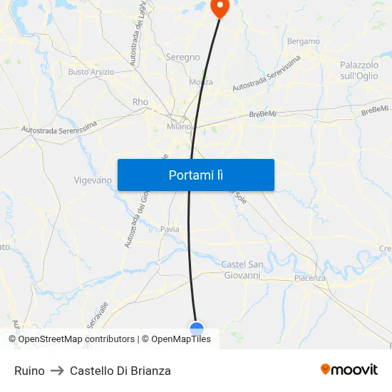 Ruino to Castello Di Brianza map