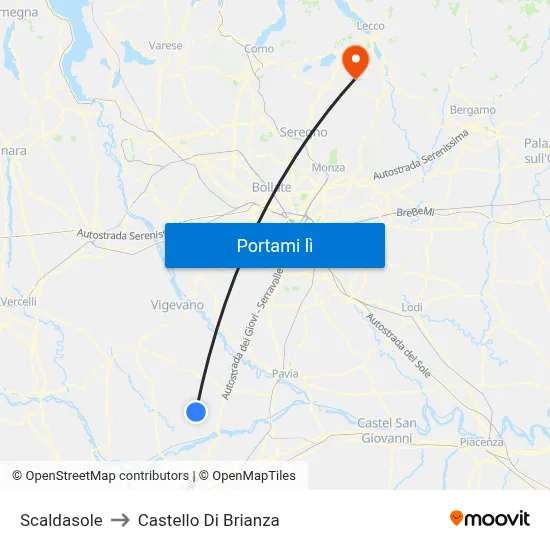 Scaldasole to Castello Di Brianza map